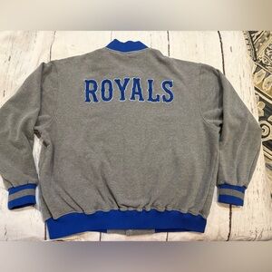 Vintage Kansas City Royals Sweatshirt Jacket Mens Extra Large GIII Gray Blue